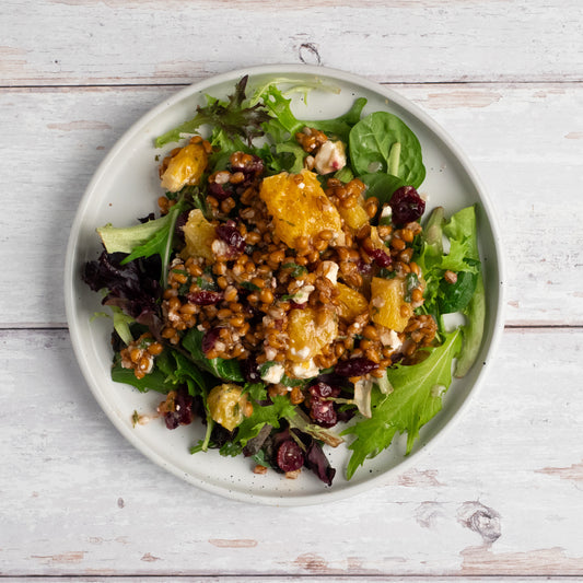 Farro Salad over Mixed Greens