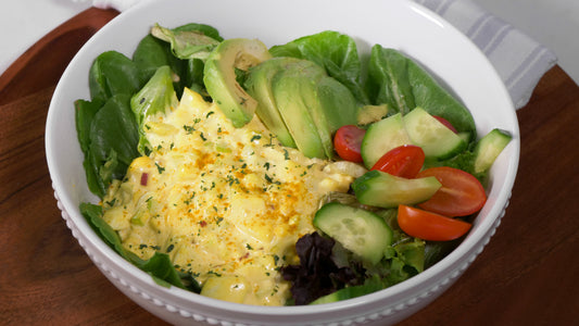 Curried Egg Salad with  Mixed Greens and Avocado