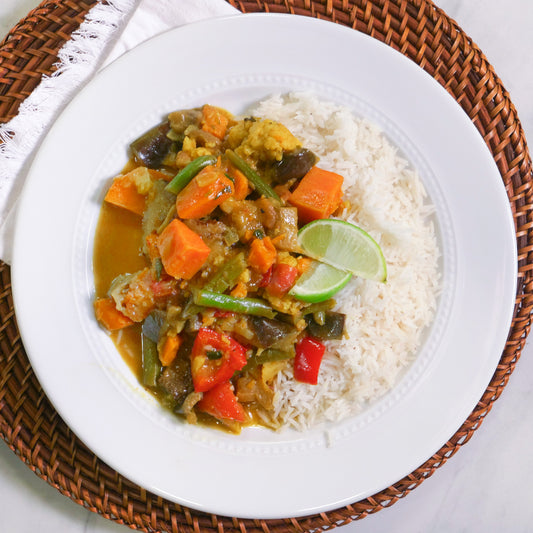 Vegetable Coconut Curry Over Basmati Rice