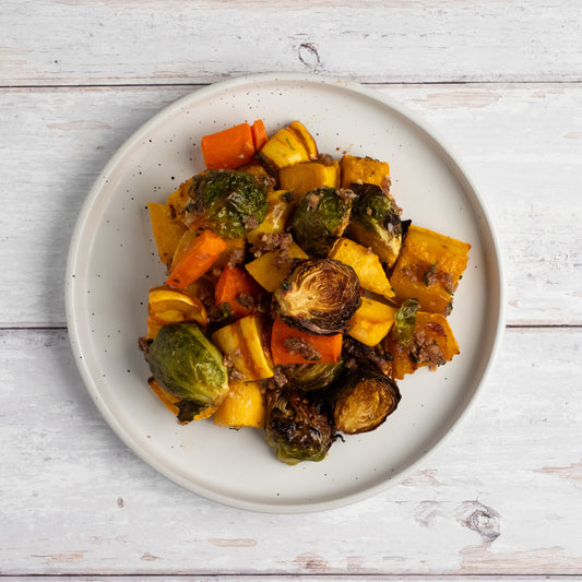 Roasted Vegetables w/ Pecan Parmesan Topping